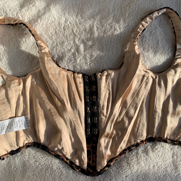 HOUSE OF CB Jacqueline Velvet Leopard Stretch Sexy Push Up Corset Bustier Top - Picture 3 of 16